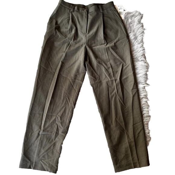 Lauren Ralph Lauren Pants Sz 10P Green Brown Wool Blend Trousers Career Work - Picture 2 of 12